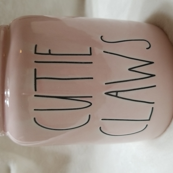Rae Dunn " Cutie Claws" Pink Ceramic Canister with Paw Topper - Picture 6 of 10